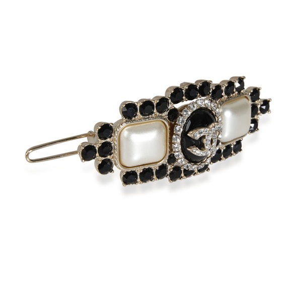 Rare! Chanel Barrette With Pearly Whites & Black Crystals - Picture 4 of 6